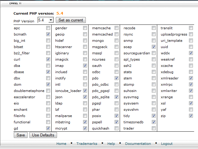 Select PHP Modules